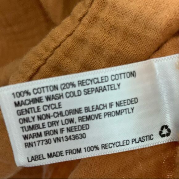 UNIVERSAL THREAD Gauzy Flutter Sleeve 100% Cotton V Neck Top Gold Orange XS - Picture 7 of 7